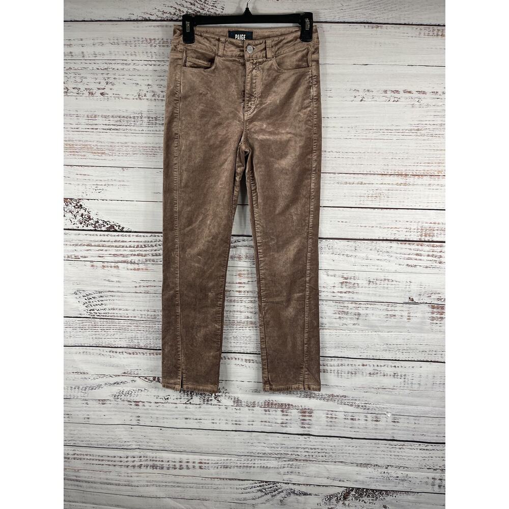 Paige Velvet Jeans Women's 24 Warm Suede Skinny Ankle Mid Rise 6531A66-7070 - Picture 1 of 9